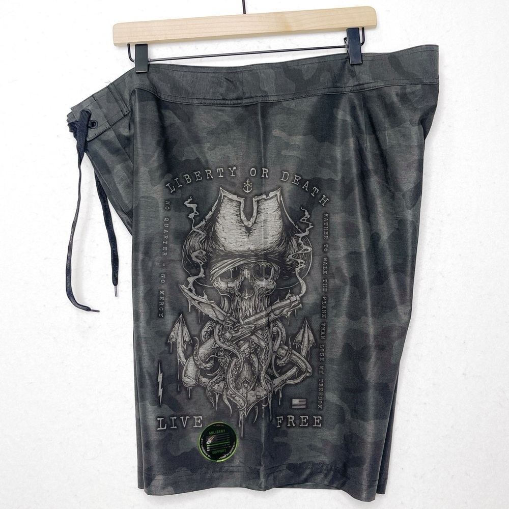 Howitzer Skull Flag Camo Boardshorts Size 40 Patriot Military Stretch Patriot - Picture 15 of 15